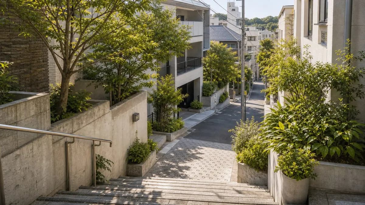 池尻大橋周辺を想起させる都市型住宅の外観